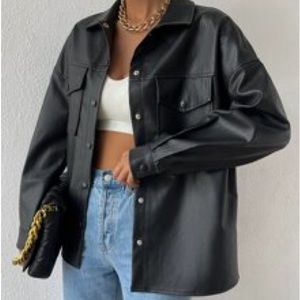 Shein “EZwear Flap Pocket Drop Shoulder PU Coat”